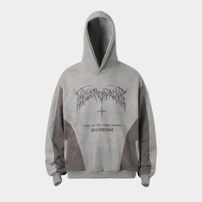 Metal Letter Cross Print | Gothic Hoodie - Santo 