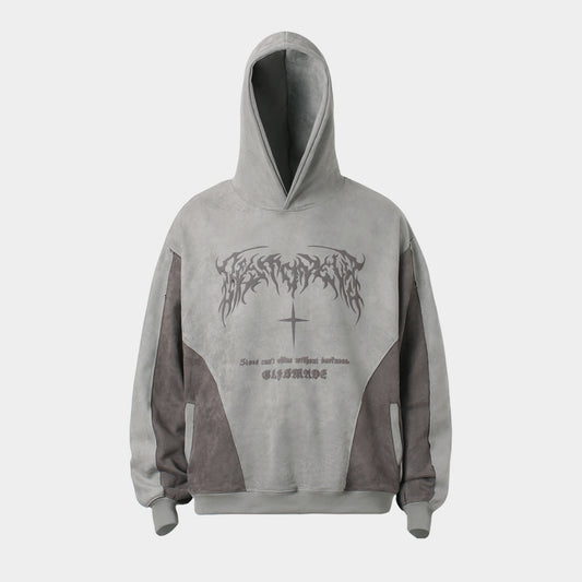 Metal Letter Cross Print | Gothic Hoodie - Santo 