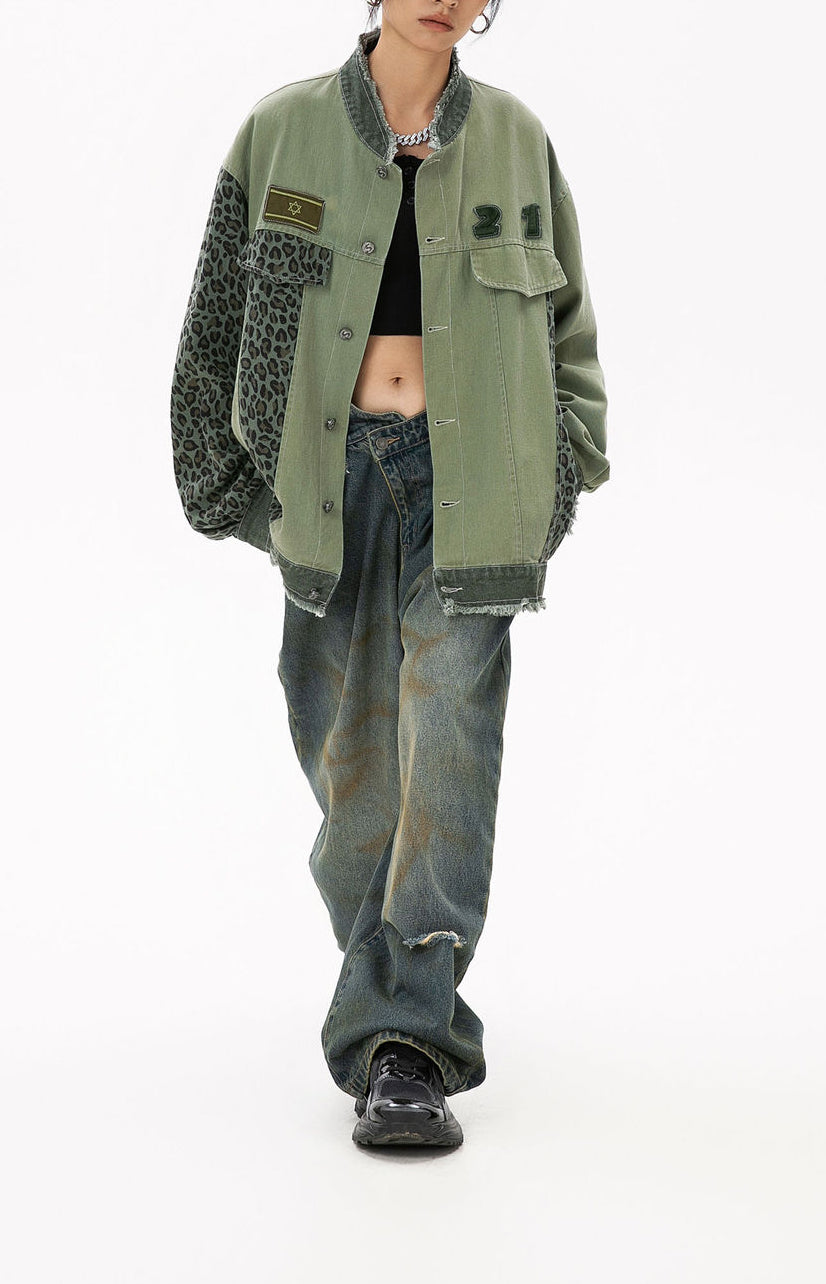 Battle Stitch | Patchwork Military Denim Jacke