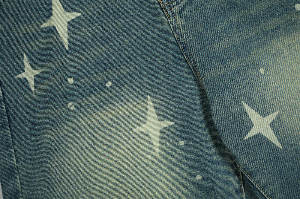 Starlight | Short en jean à imprimé étoiles streetwear