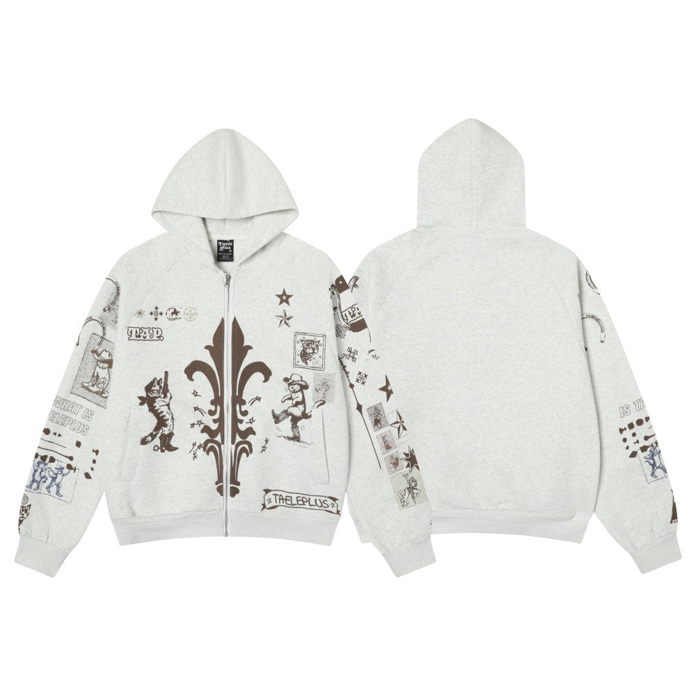 Hand-drawn | Graffiti Zip-Up Hoodie - Santo 