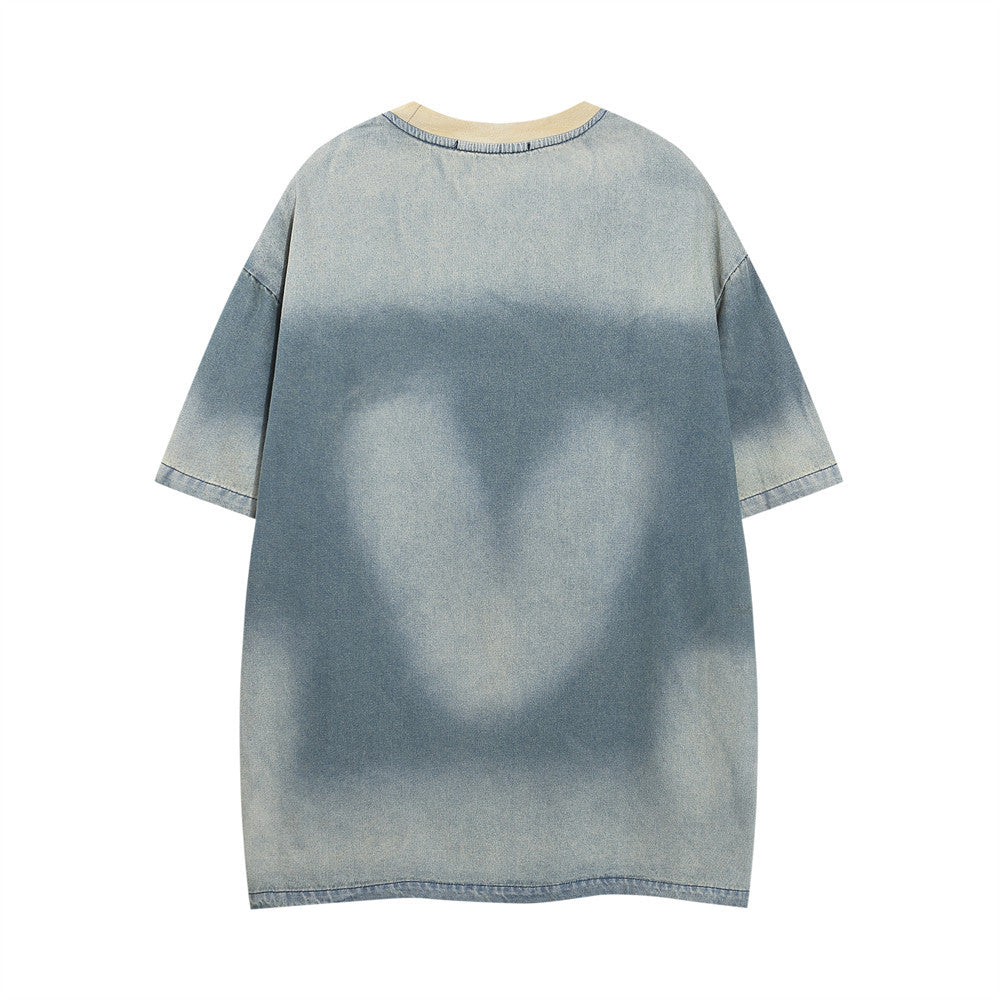 "Gradient Embroidery" Washed T Shirt - Santo 
