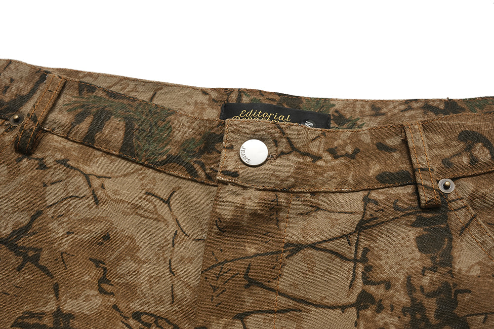 Vintage Brown Twig Print | Cargo Pants