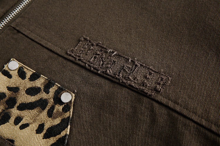 Rogue Safari | Giacca di jeans oversize con stampa leopardo