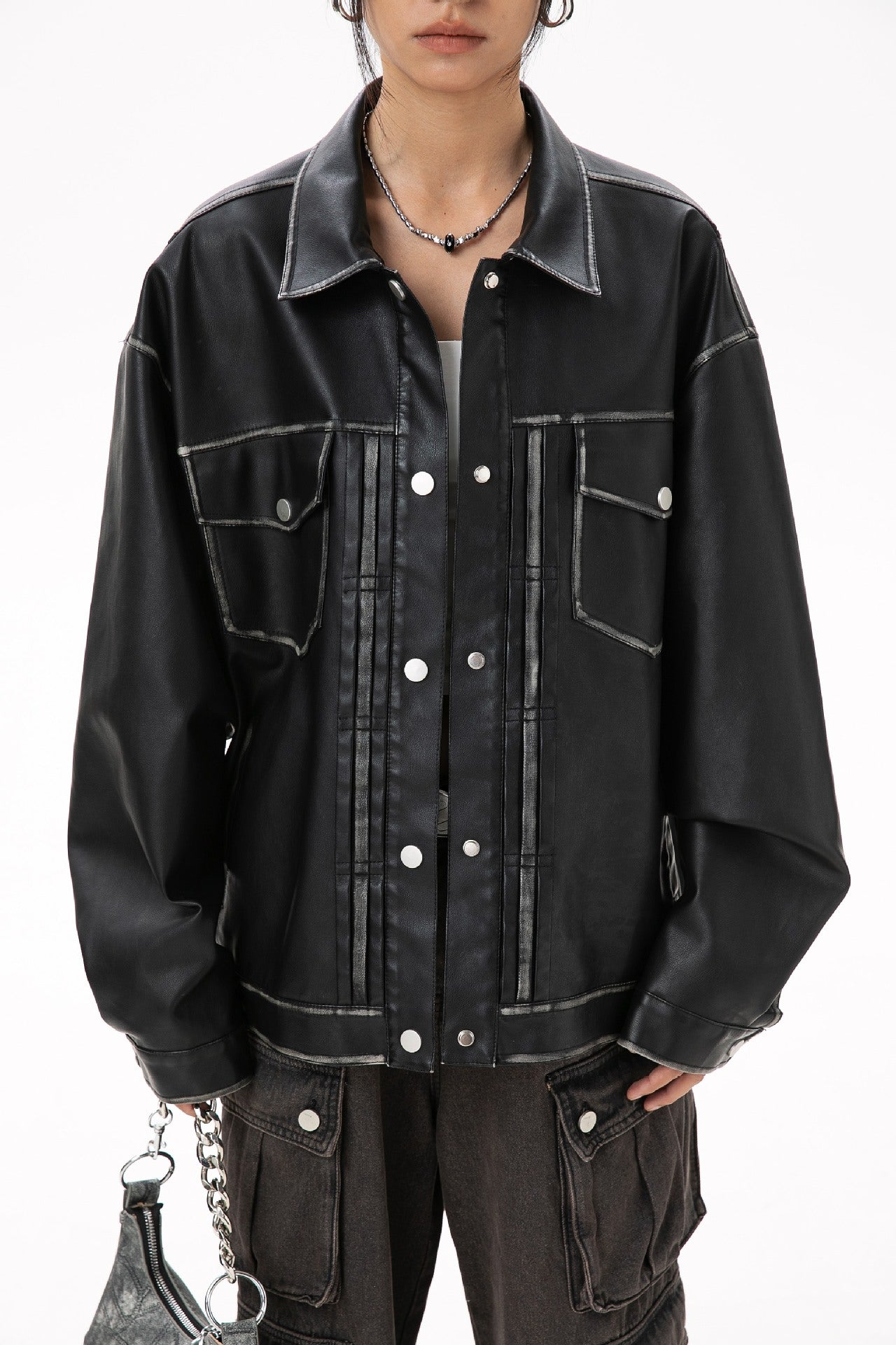 Black Echo | Veste en cuir noir rétro