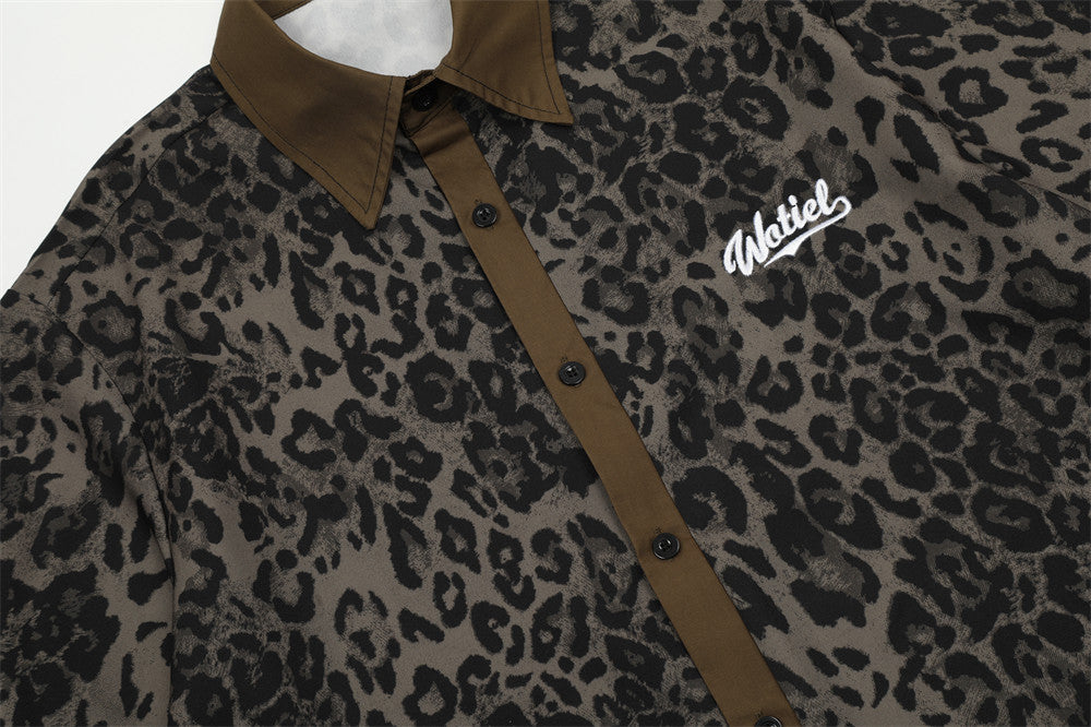 "Letters Embroidery Leopard Print" T Shirt - Santo 