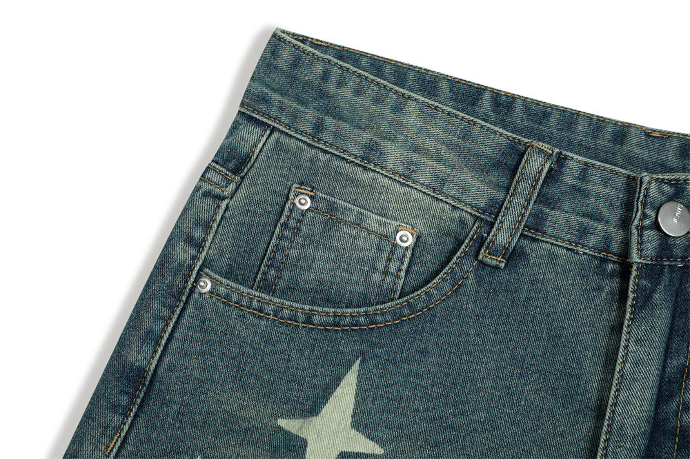 Starlight | Short en jean à imprimé étoiles streetwear