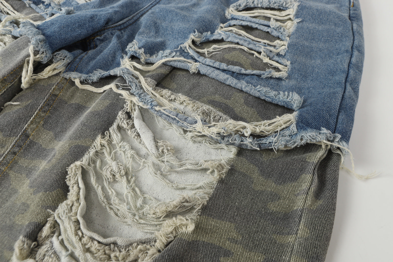 Ripped Denim Camo | Layered Jeans - Santo 