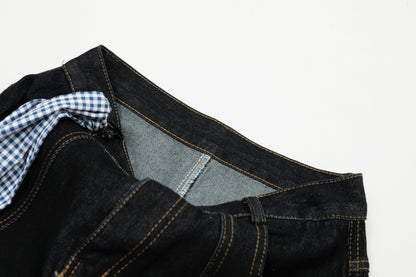 Gingham Tie Barrel | Baggy Jeans - Santo 
