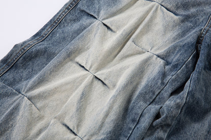 Washed Grid Pleat | Denim Jeans - Santo 