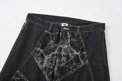 Cracked Panel Washed | Wide Jeans - Santo 