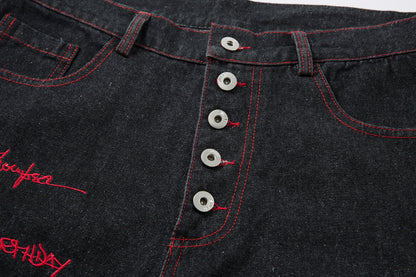 Iron Cross Embroidered | Baggy Jeans - Santo 