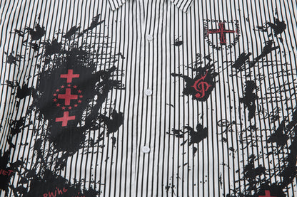 Graffiti Print Layered | Striped Sweatshirt - Santo 