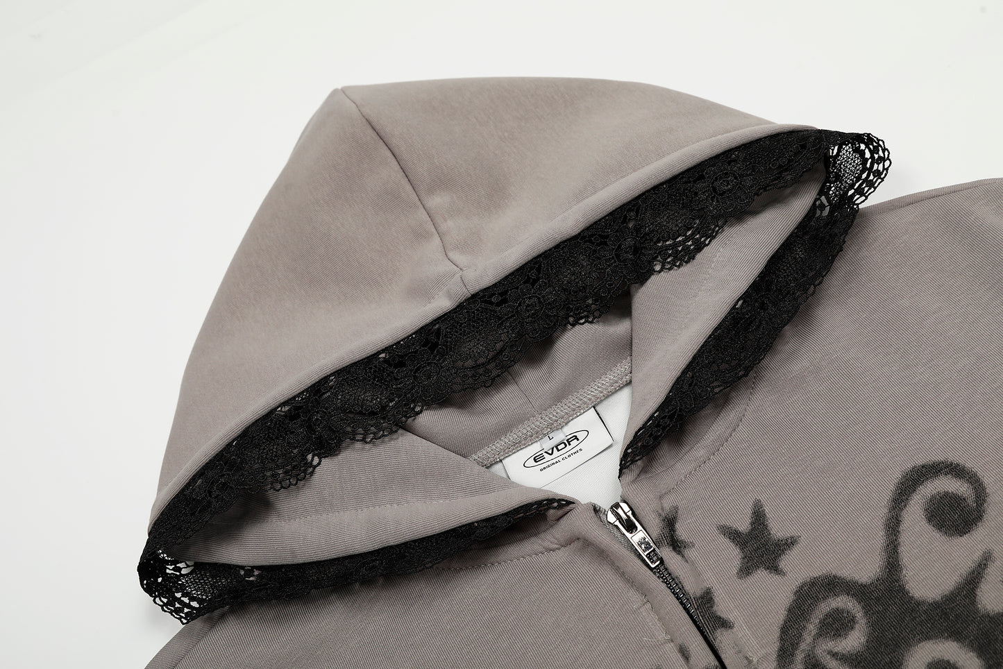 Gothic Spray Print | Zip Up Hoodie - Santo 