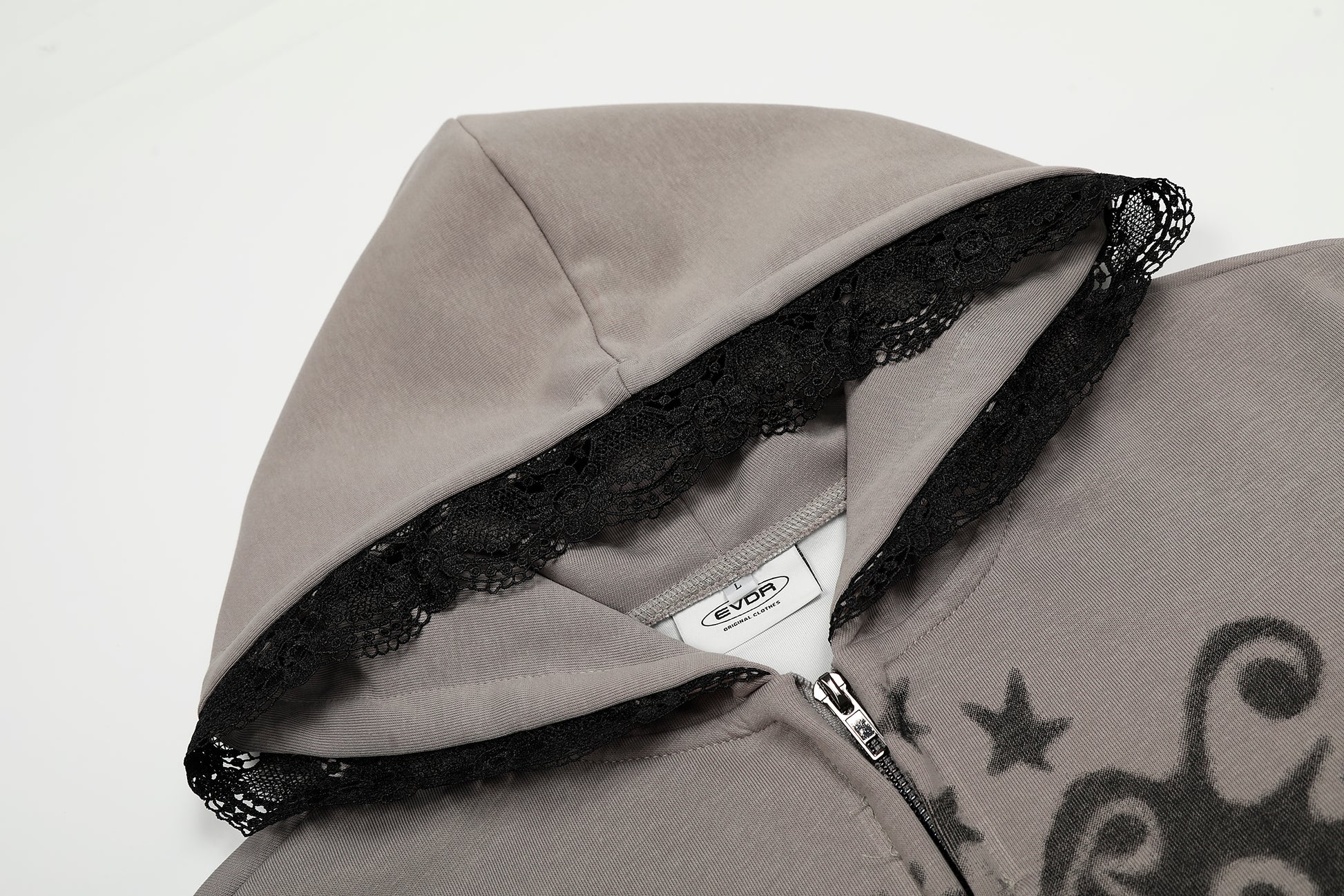 Gothic Spray Print | Zip Up Hoodie - Santo 