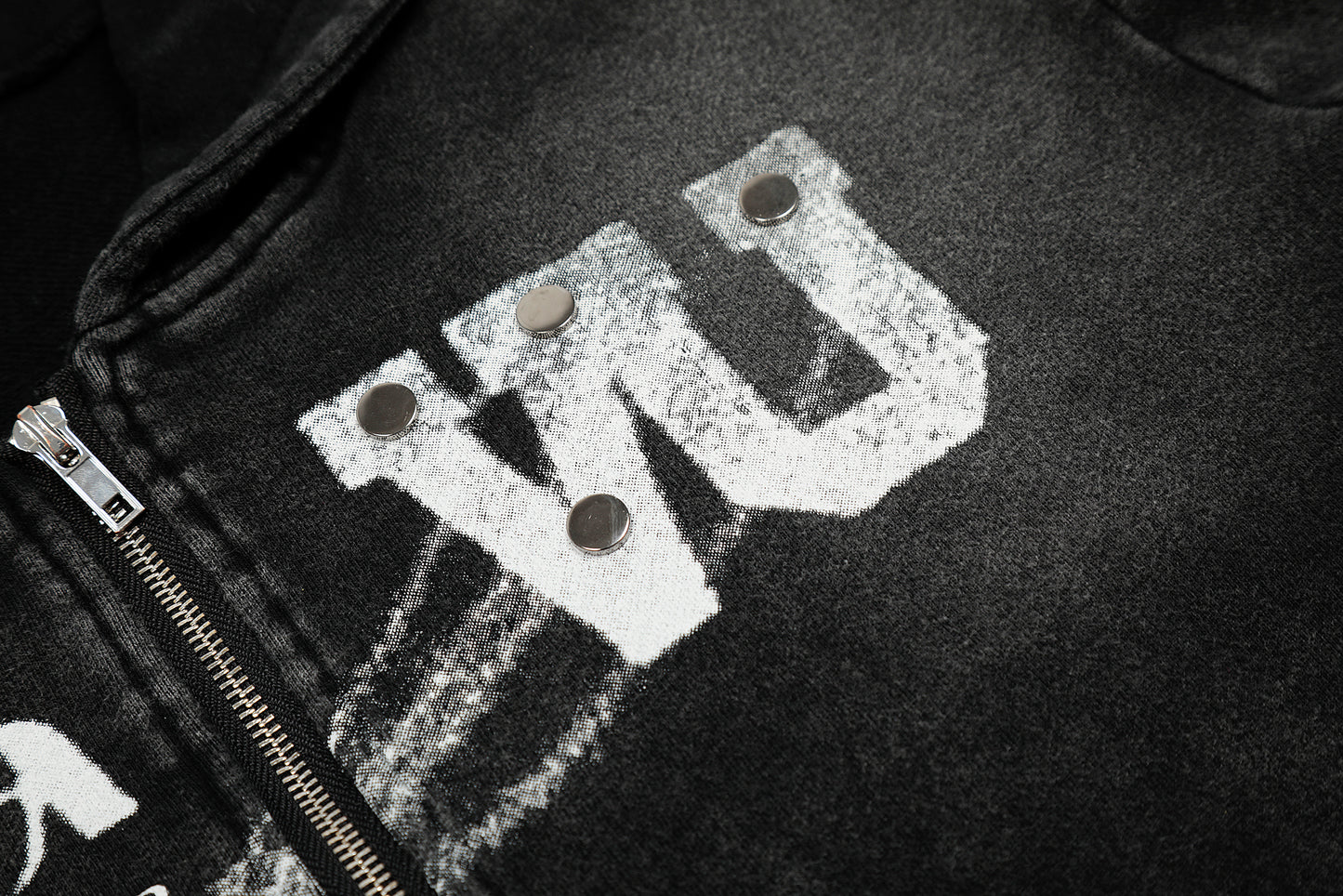 Washed Gradient | Black Zip Up Hoodie - Santo 