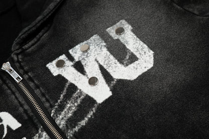 Washed Gradient | Black Zip Up Hoodie - Santo 