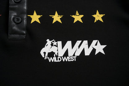 Star Print Patchwork | Leather-Neck Sweatshirt - Santo 