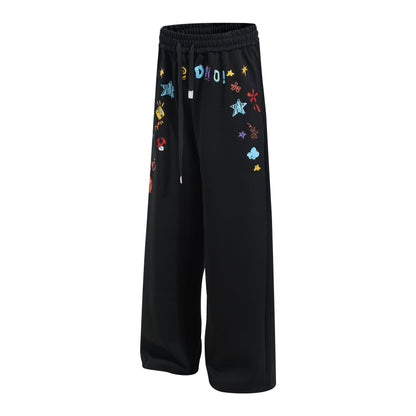 Cartoon Patch Decor | Loose Sweatpants - Santo 
