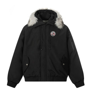 Fur-Trimmed Badge | Hooded Winter Puffer