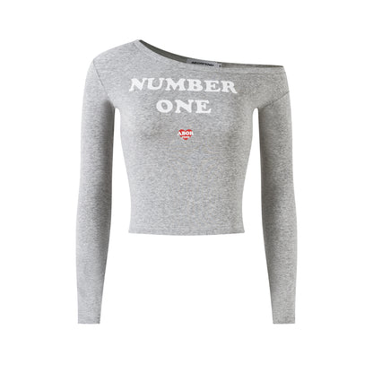 Number One | Off-Shoulder Long Sleeve Tee - Santo 