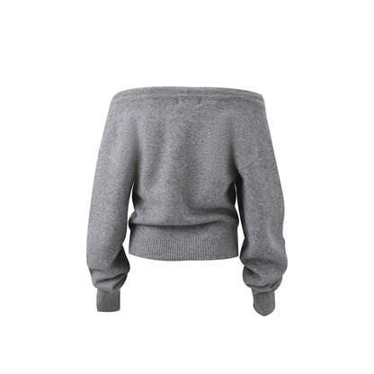 Offtrack Zip | Off-Shoulder Knit Hoodie