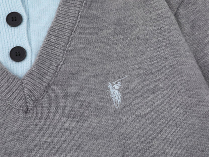 Classic Line | Contrast Collar Knit Polo Sweater - Santo 