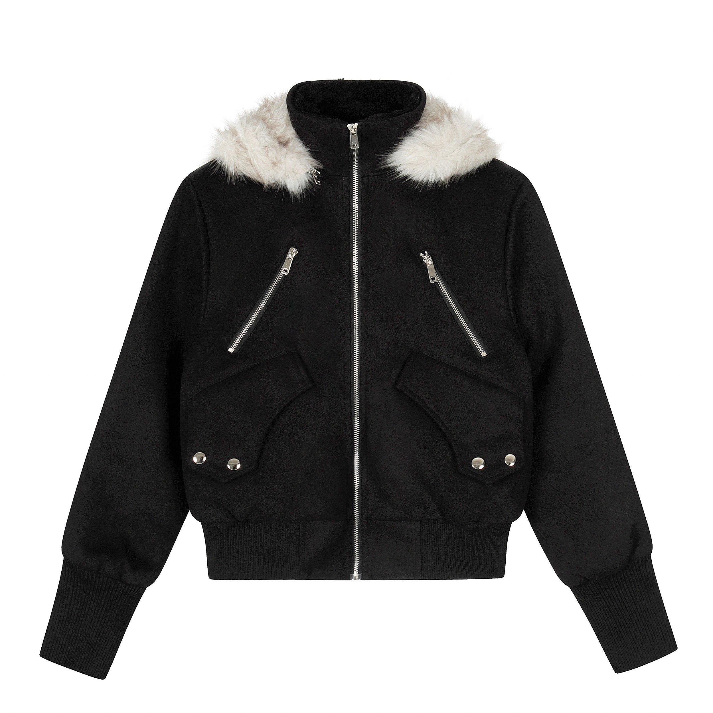Urban Luxe | Bomber Jacket with Faux Fur Trim