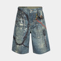 Distressed Keychain Print | Denim Shorts - Santo 