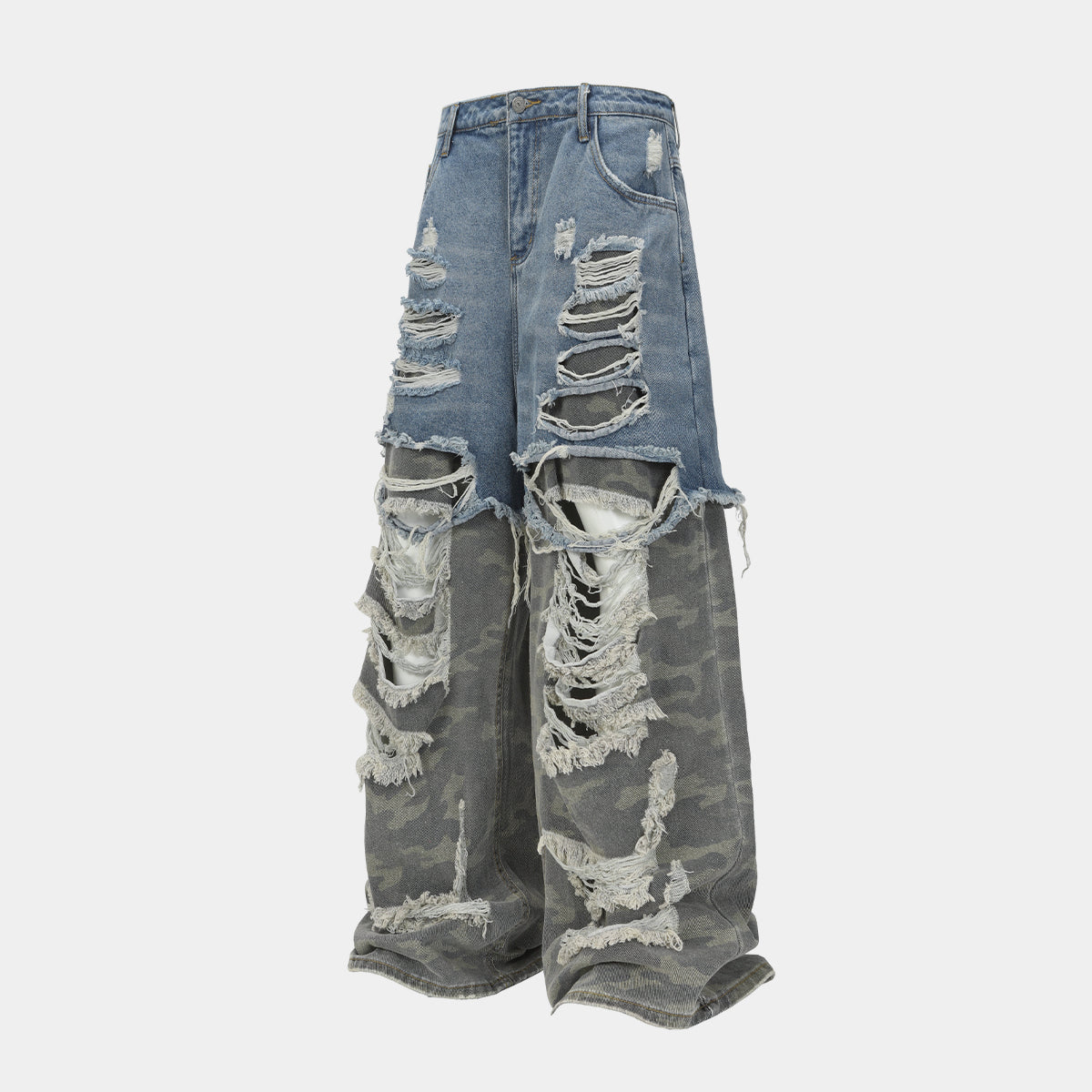 Ripped Denim Camo | Layered Jeans - Santo 