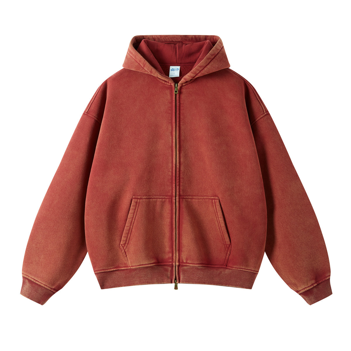 Retro Essence | Washed Oversized Zip-Up Hoodie - Santo 