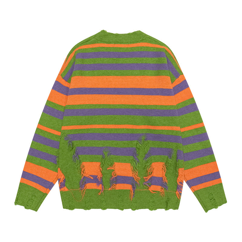 Tassel Groove | Übergroßer Hip Hop Tassel Streifen Pullover