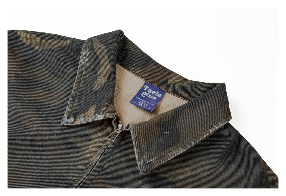 Camo Bark | Camouflage Print Denim Jacket