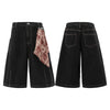 Denim Shorts | Bandana Detail Wide-Leg Style