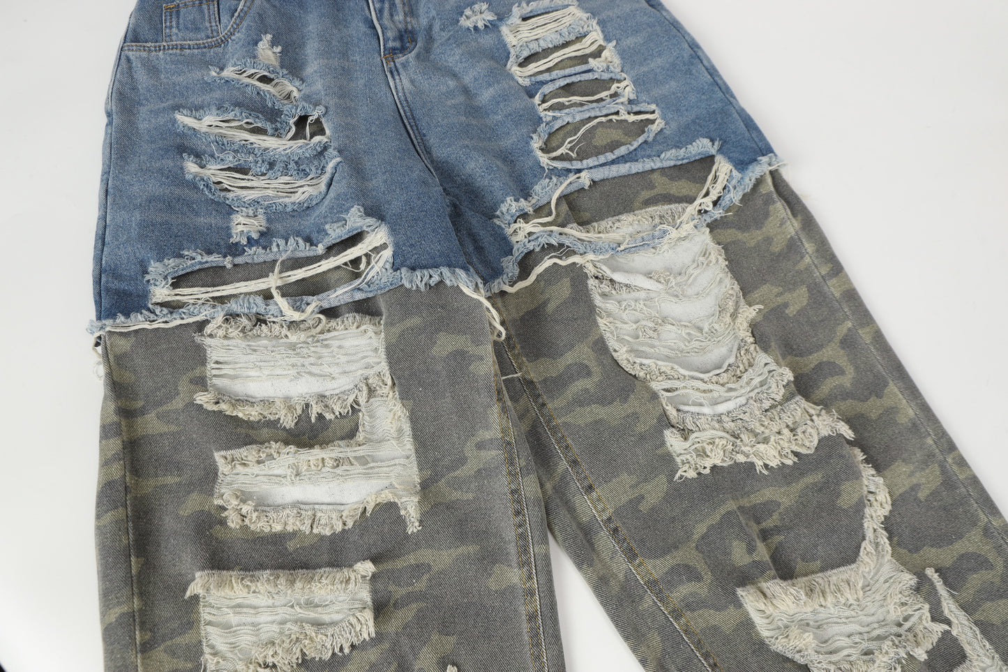 Ripped Denim Camo | Layered Jeans - Santo 
