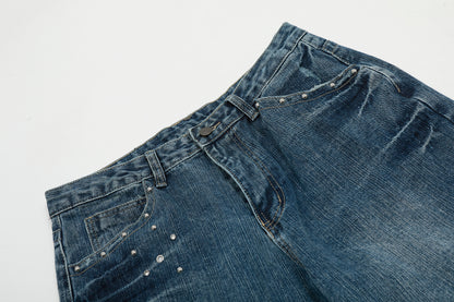 Studded Vintage Denim | Straight Jeans - Santo 