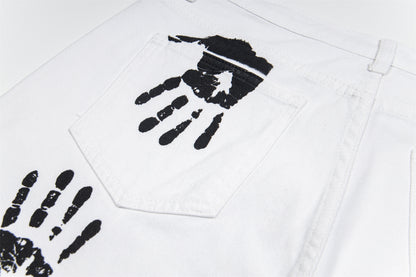 Handprint Graphic | White Street Jeans - Santo 