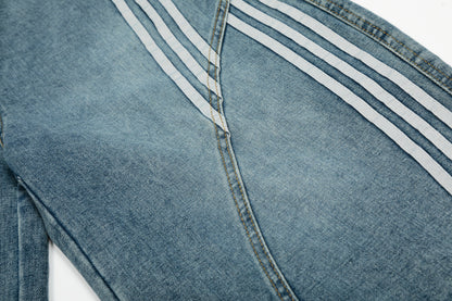 Vintage Stripe | Washed Denim Shorts - Santo 