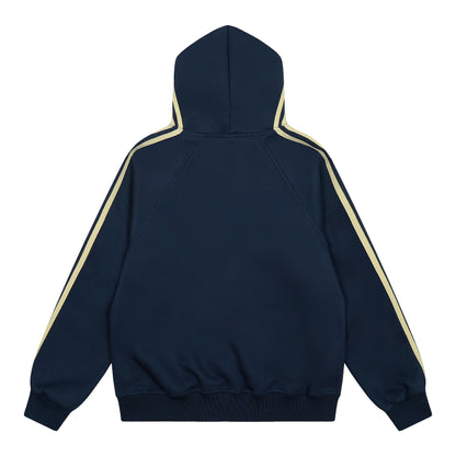 Retro Stripes | Varsity Zip Up Hoodie - Santo 