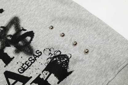 Graffiti Print Faux Fur | Zip Up Hoodie - Santo 