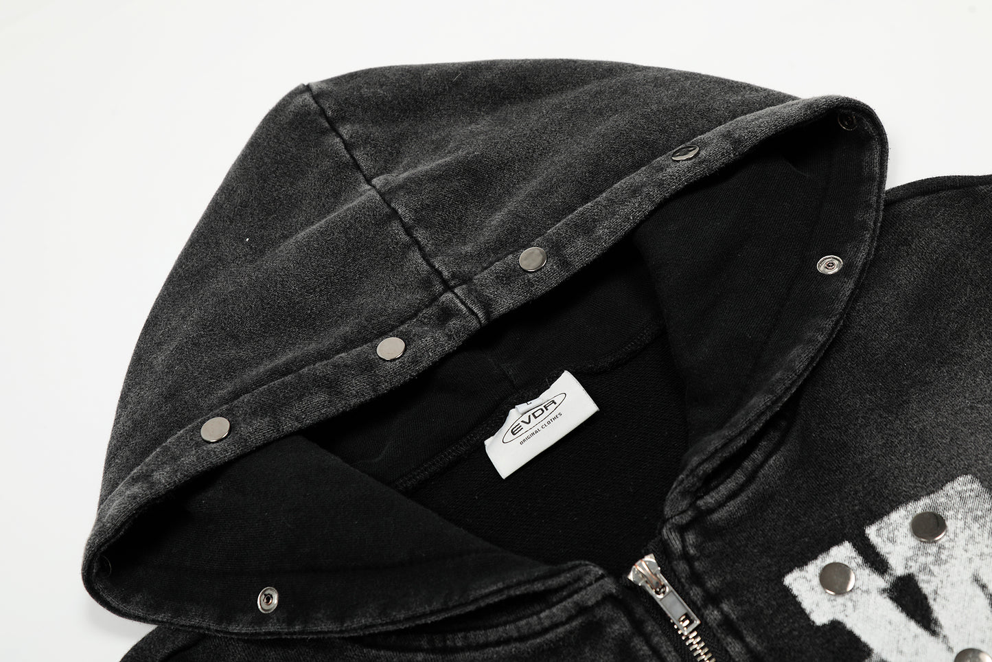 Washed Gradient | Black Zip Up Hoodie - Santo 