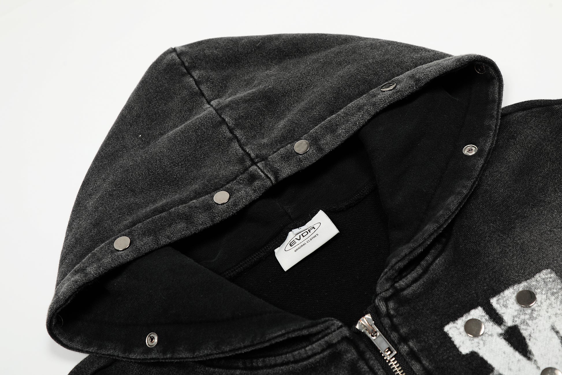 Washed Gradient | Black Zip Up Hoodie - Santo 