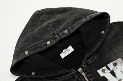 Washed Gradient | Black Zip Up Hoodie - Santo 