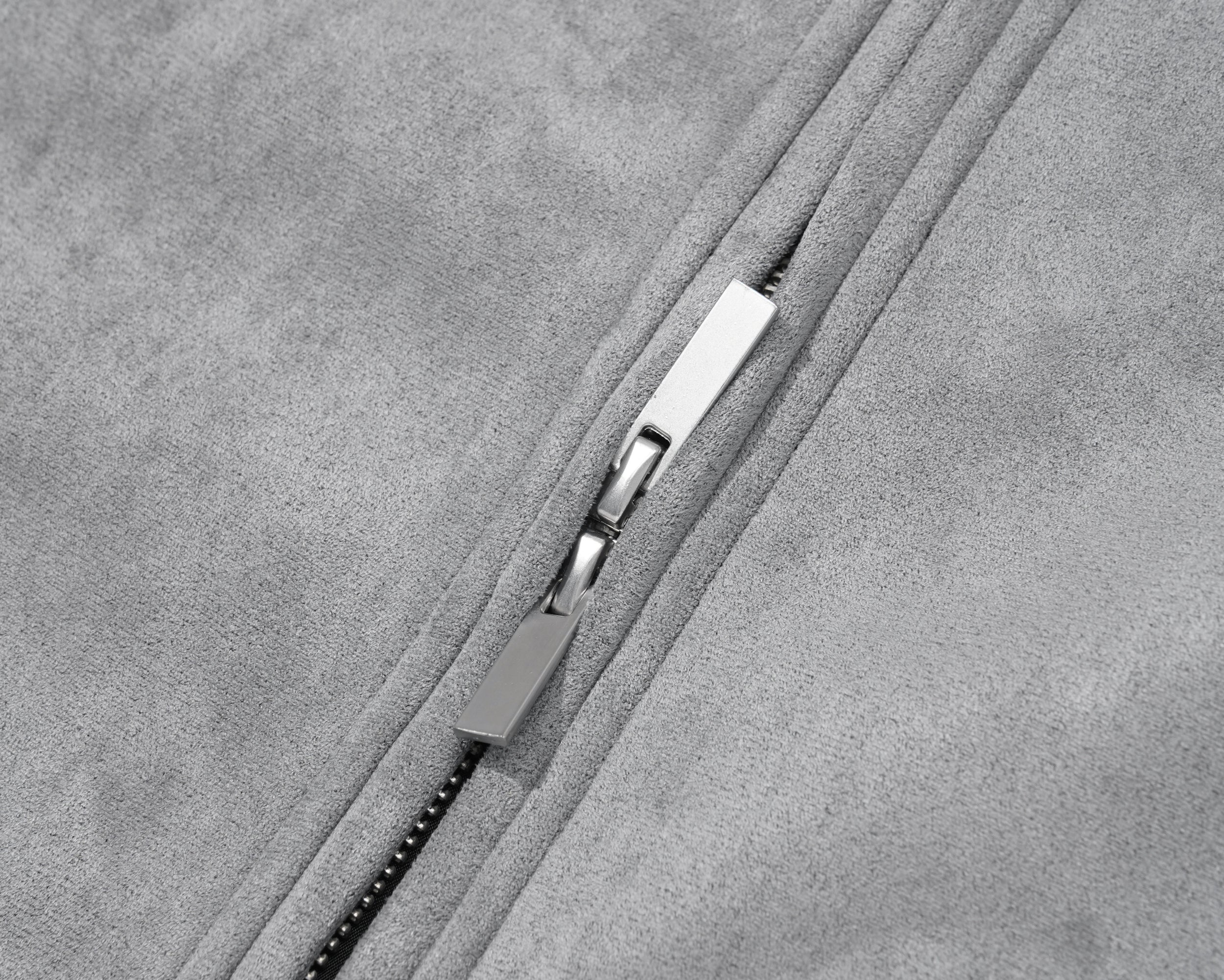 Contrast Collar | Suede Zip Jacket