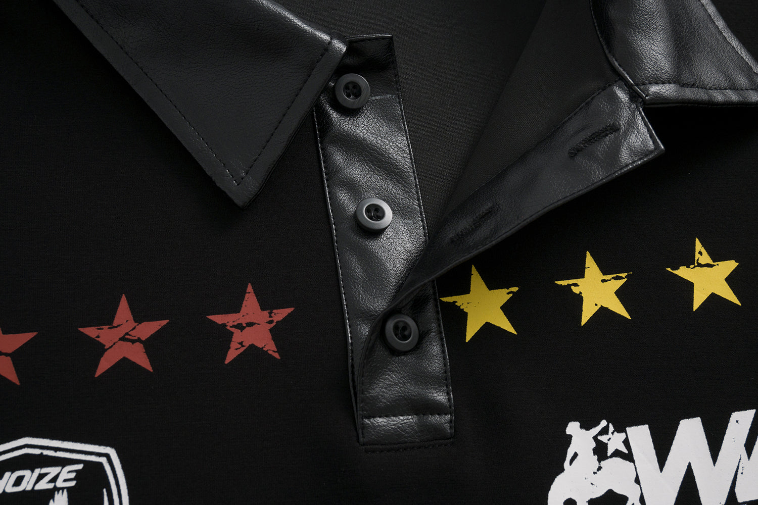Star Print Patchwork | Leather-Neck Sweatshirt - Santo 