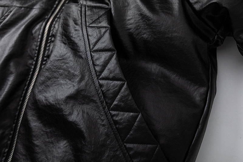 Leather Hooded | Zip-Up Puffer Jacket