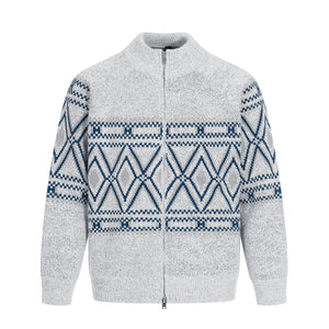 Maglione patchwork con nappe e texture