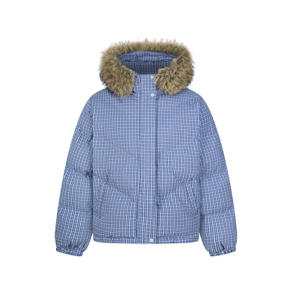 Winter Nest | Faux Fur Trimmed Plaid Puffer