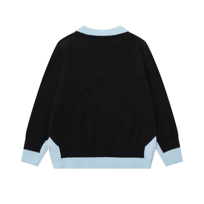 Classic Line | Contrast Collar Knit Polo Sweater - Santo 