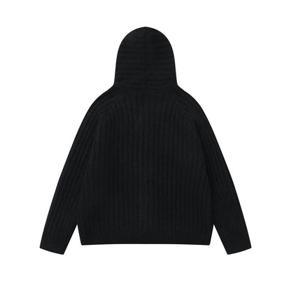 COZY LINE | Ribbed Knit Button Hoodie
